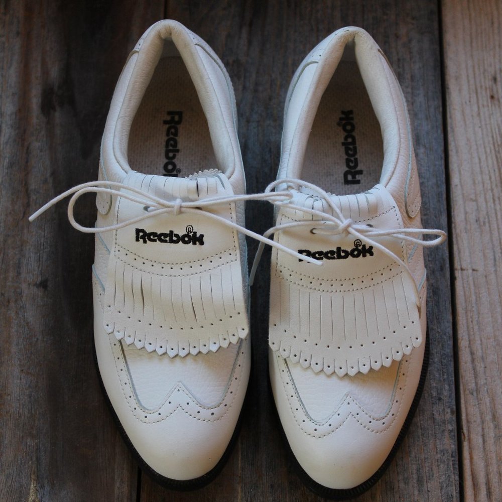 Vintage Reebok Fairway Classic White Wingtip Waterproof Golf Shoes Sz 7.5W - Picture 4 of 10